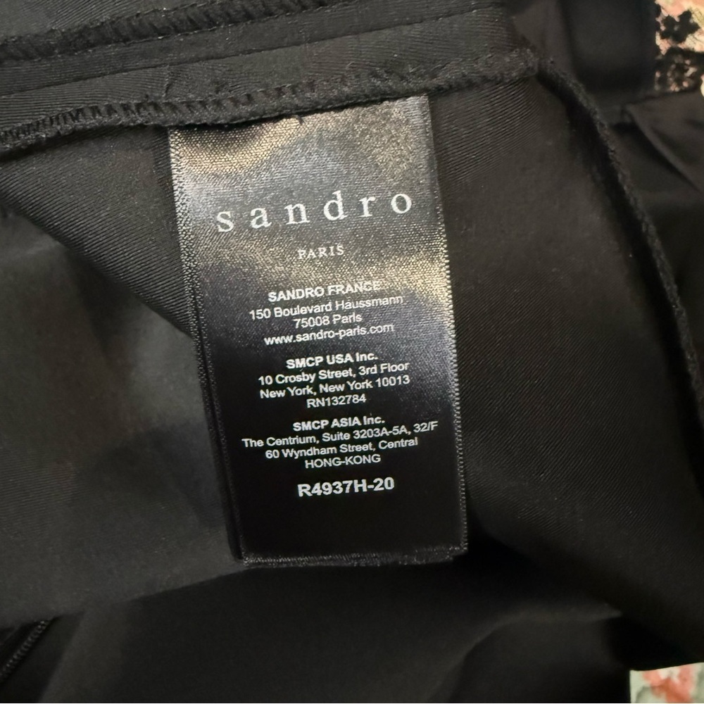 Sandro Black Dress with Embroidery R4937H-20 size Small Preppy Quiet Luxury - Picture 15 of 16
